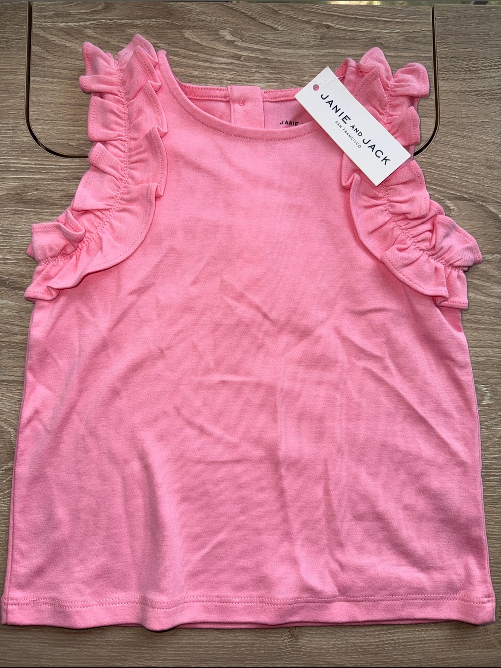 Janie and Jack Pink Ruffle-Shoulder Tank Top
